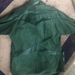 Green Suede & Leather Coat